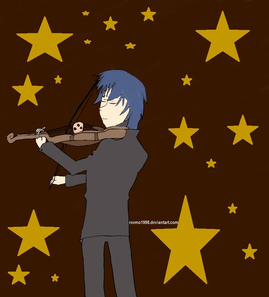 Ikuto playing violin - colored