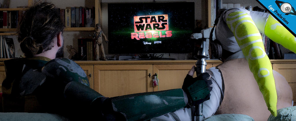 Kanan and Hera watching Star Wars Rebels