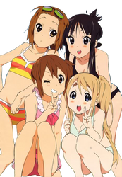 K-on! Bikini Beach Render by MayMugiLee