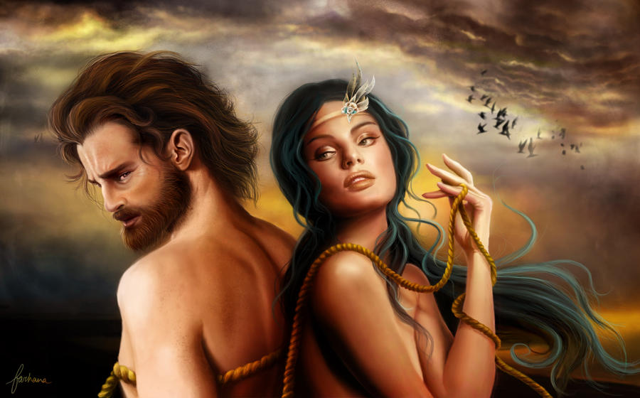 Calypso and Odysseus by dewmanna