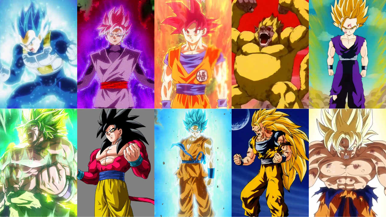 dragon ball z all super saiyans together