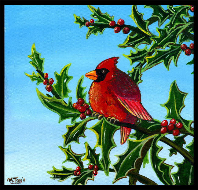 Cardinal in the Holly