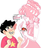 Pink fan gem and Steven