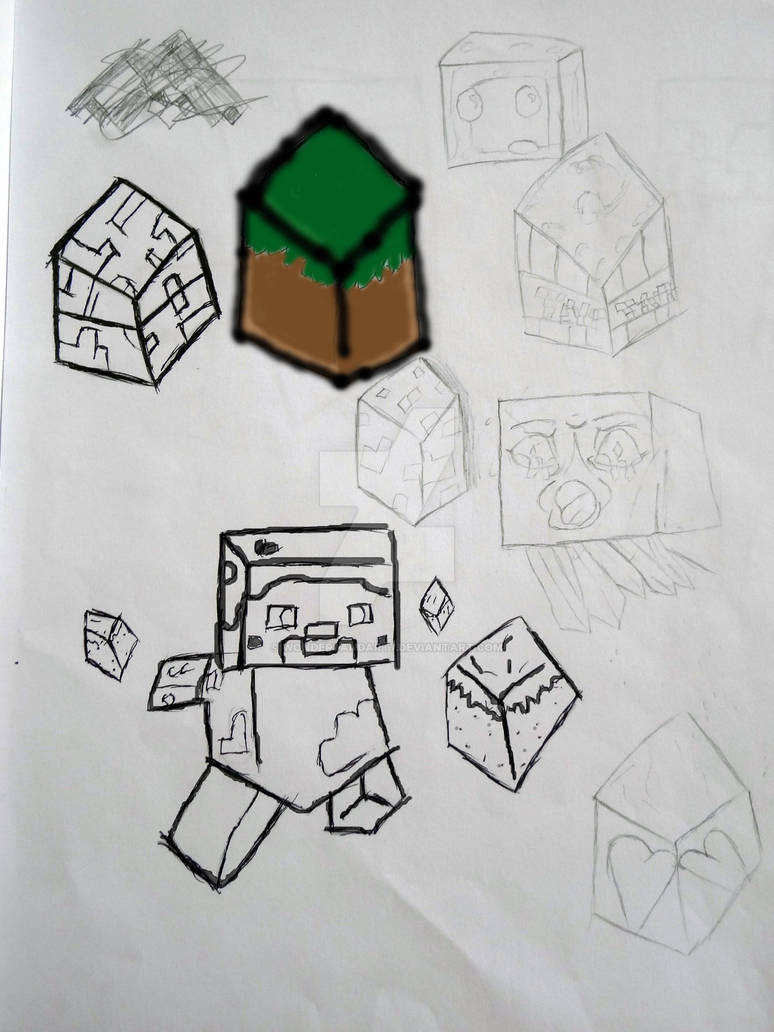 my minecraft sketches by wonderlandart7 on DeviantArt