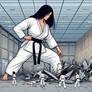 AI Art - Giantess Japanese Sensei dojo destruction