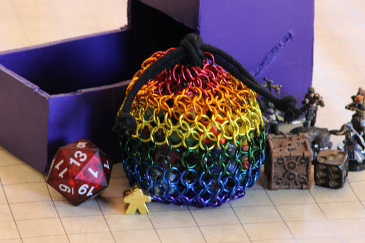 Rainbow Chainmaille Dice Bag