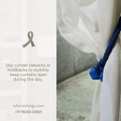 Home Turkish Sheer Curtain With Blue Tieback Tips 