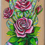 Two Butterflies with Vibrant Pink Roses in Basket