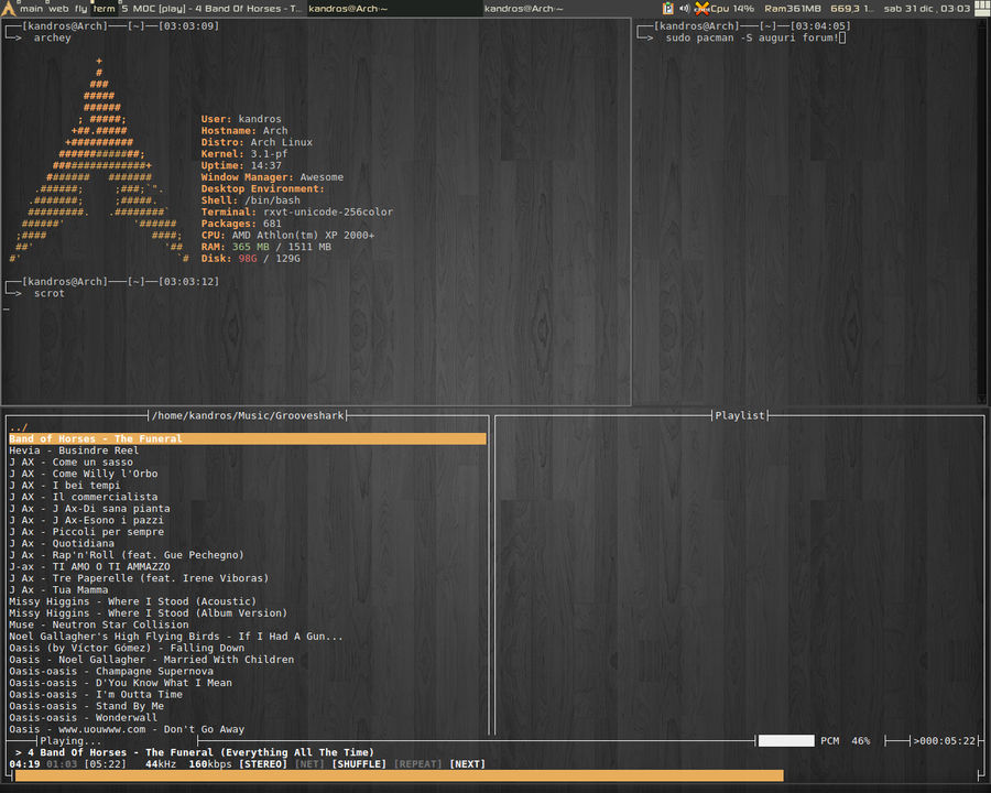 Awesome WM + archlinux - orange theme