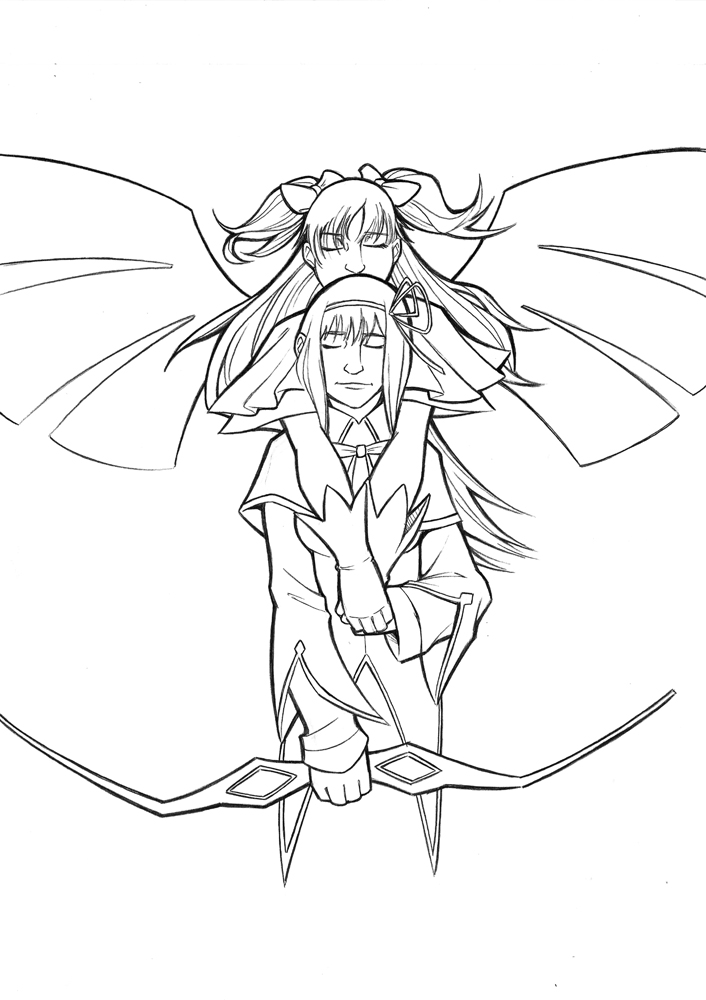 Valentines Day Sketch - Madoka and Homura