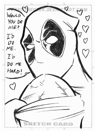 Flirty Deadpool sketchcard