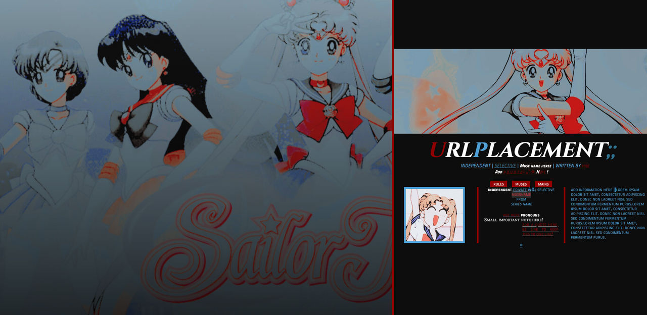 Carrd Character CARRD TEMPLATE #4 Red and Blue! by moonprismgfx on DeviantArt