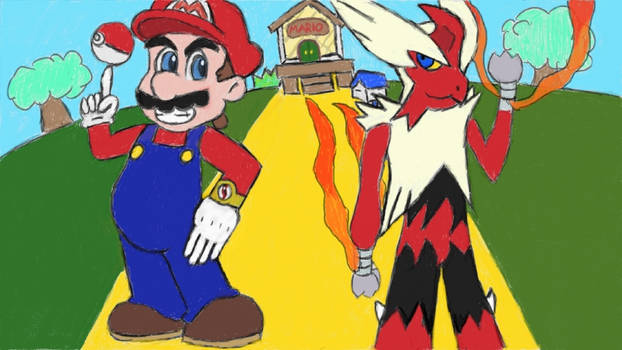 Mario and Mega-Blaziken