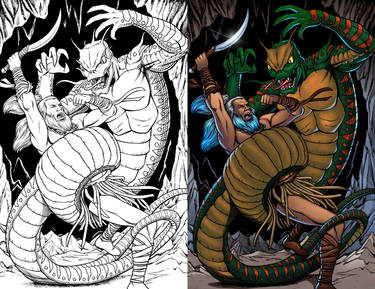 Blue Terror Barbarian vs King Serpent