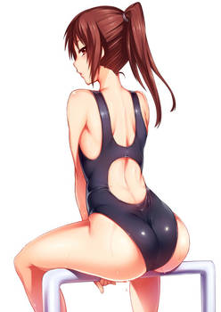 Anime girl in one piece swimsuit