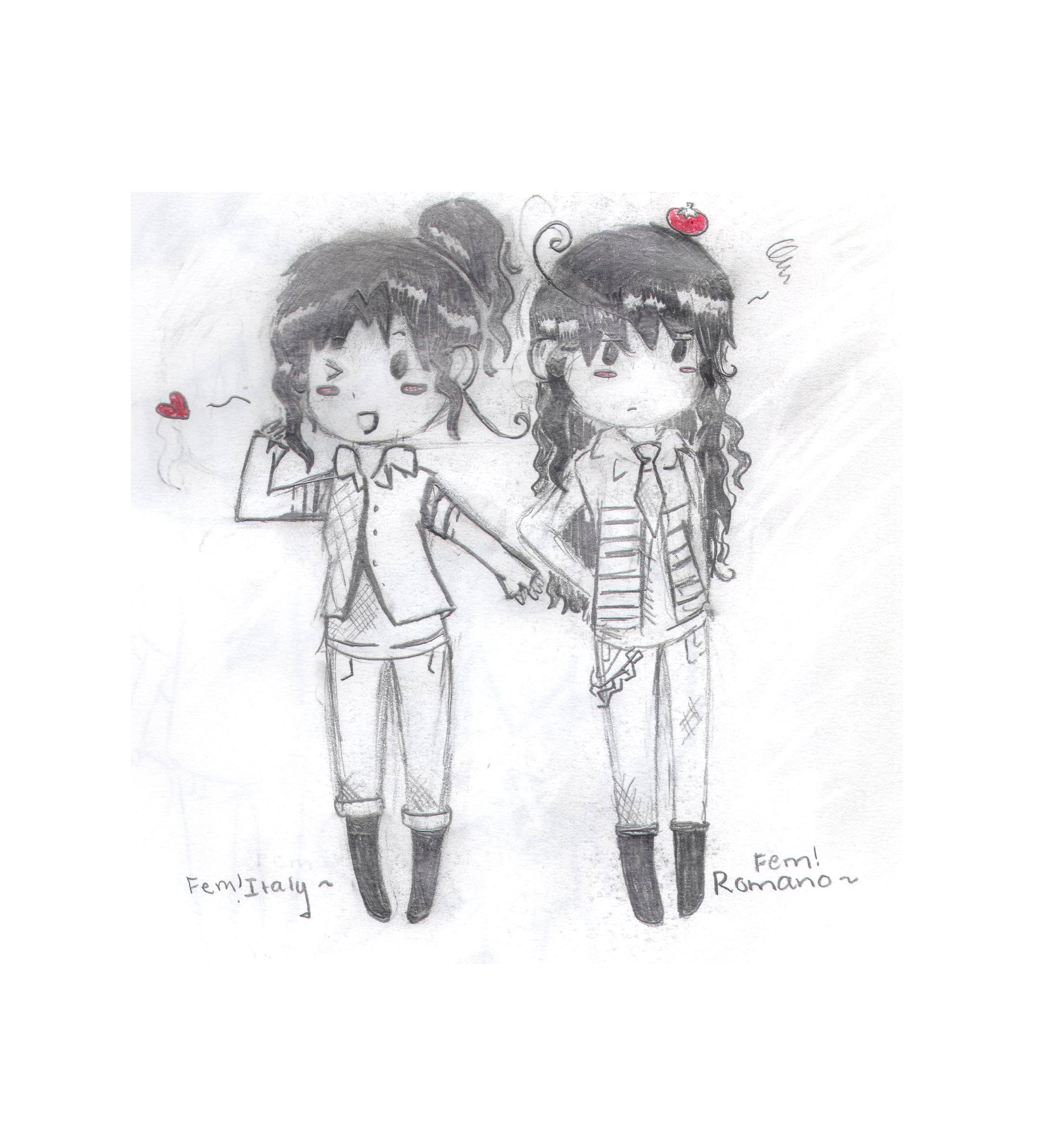 Fem!Romano and Fem!Italy chibi's