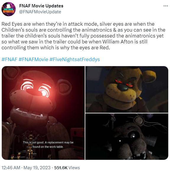 Five Nights at Freddy's Movie Red Eyes Animatronics Controversy