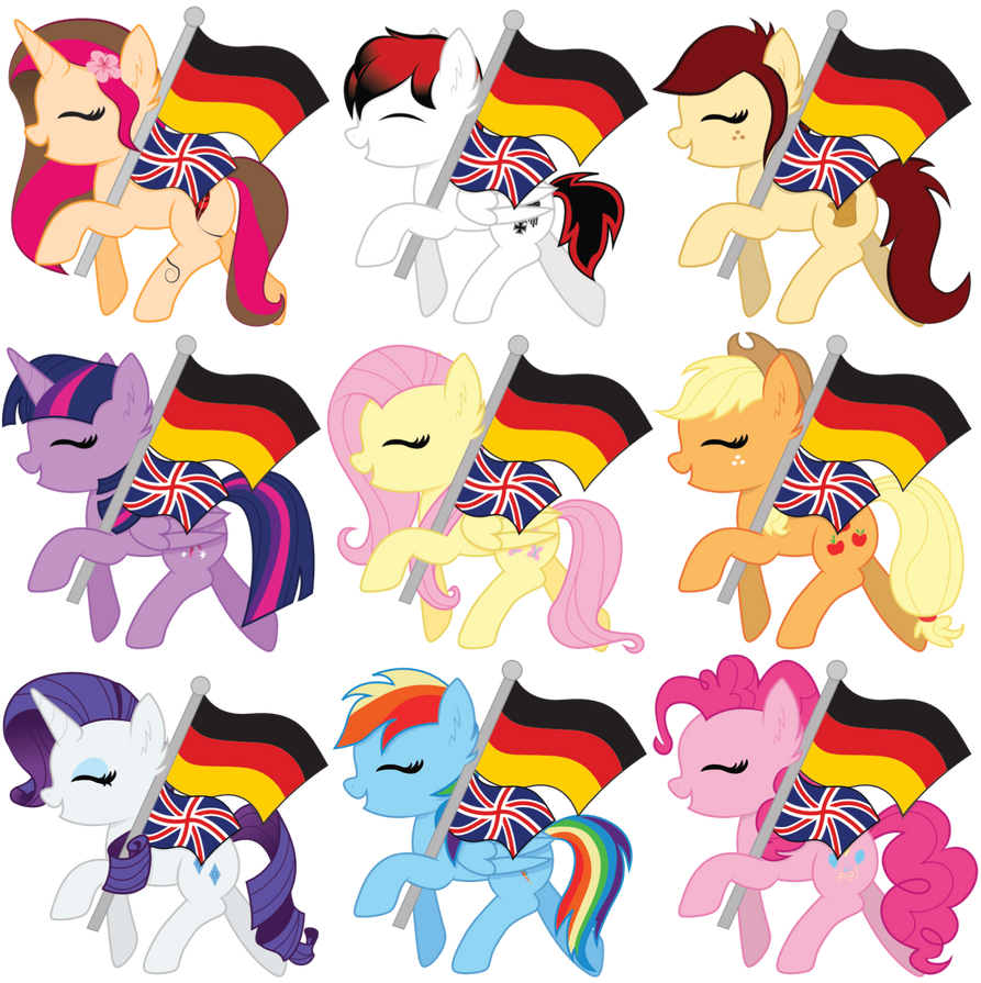 Ponys holding Flags