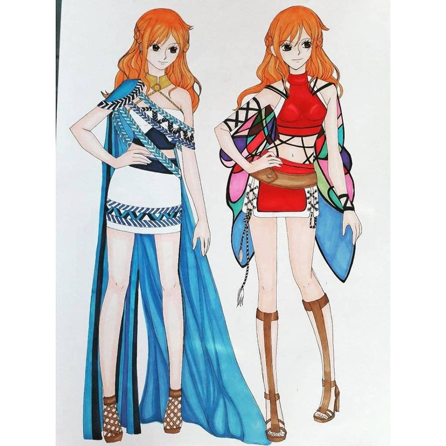 Nami One Piece Outfits Six outfit challenge -Nami One Piece dress 1 and 2 by tiride on DeviantArt