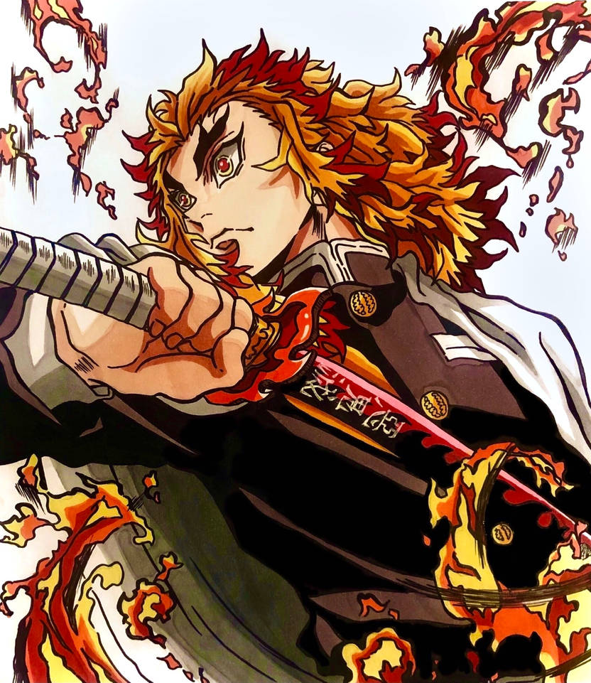 Kyojuro Rengoku Art 1 2022 by BrYcEBrOwNARTS on DeviantArt