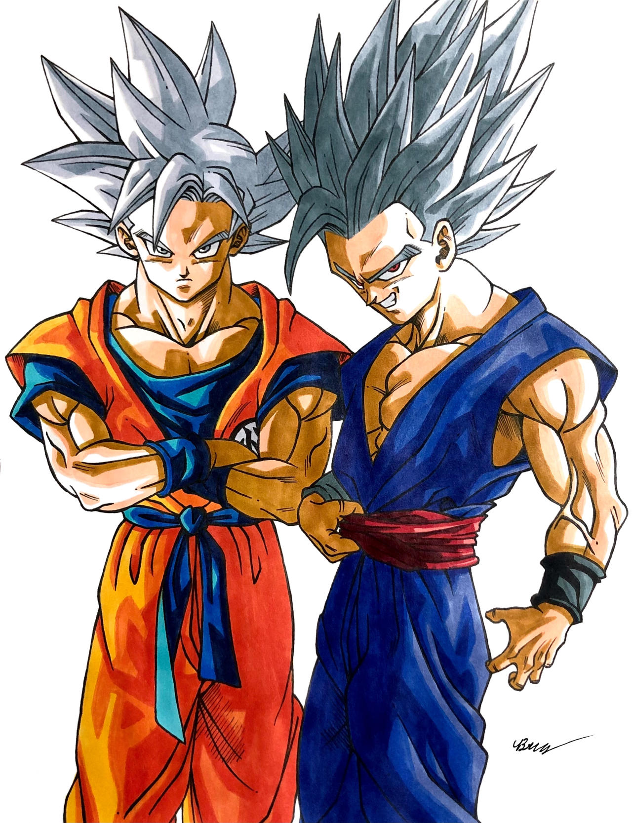 Son Goku Ultra Instinct And Gohan Beast Art 2023 by BrYcEBrOwNARTS on