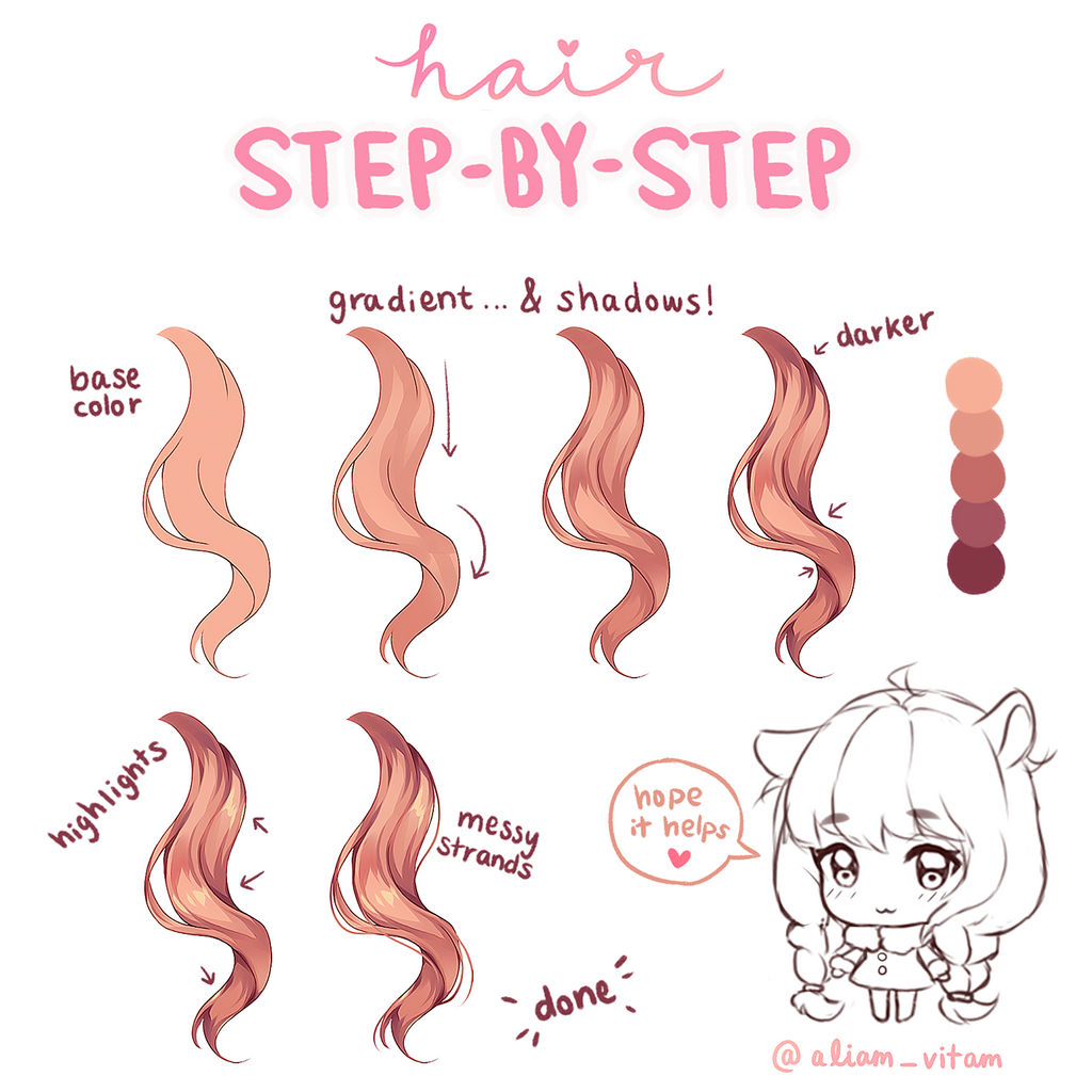 kittycouch® on X: An all-in-one shot of my how to color anime hair  tutorial 💇 #digitalart #animestyle #arttutorial #hairtutorial   / X