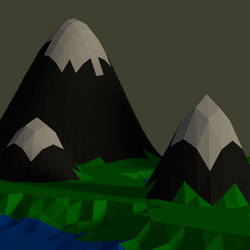 Blender | Low Poly | Mountain View