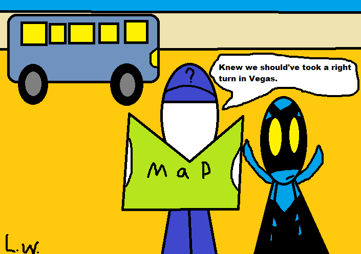 the Question and Blue Bettle's happy road trip