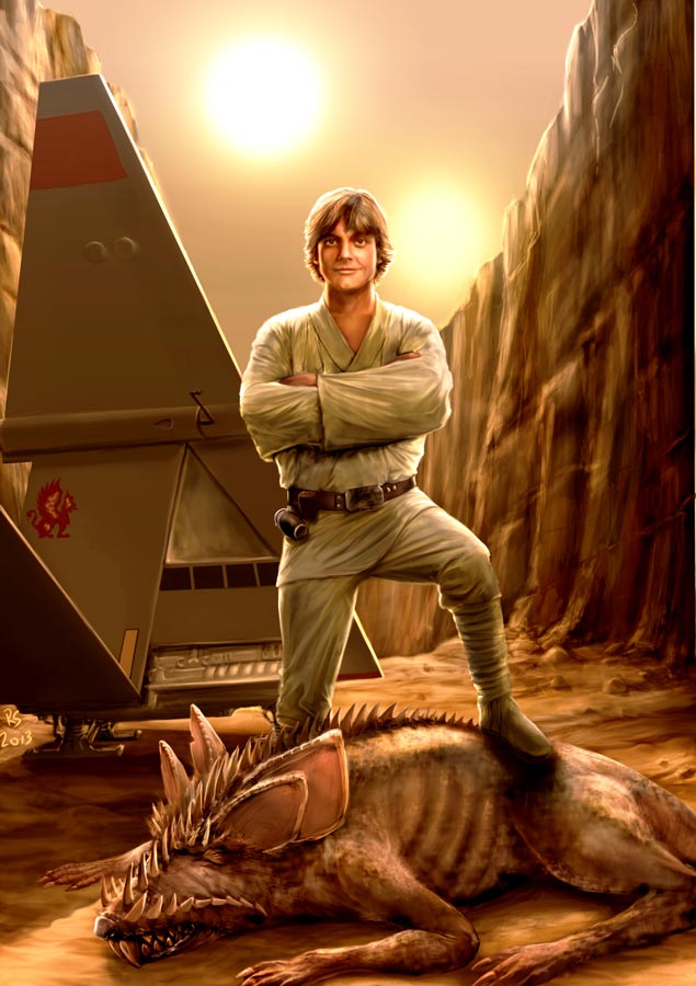 Luke Skywalker bullseyes another womp rat by Robert-Shane