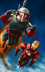 Boba Fett and Iron Man Flying High