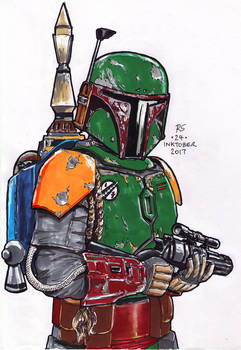 #Inktober pen sketch - Boba Fett