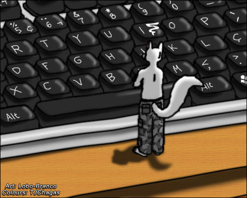 At the computer + Colours by Lobo-Branco on DeviantArt