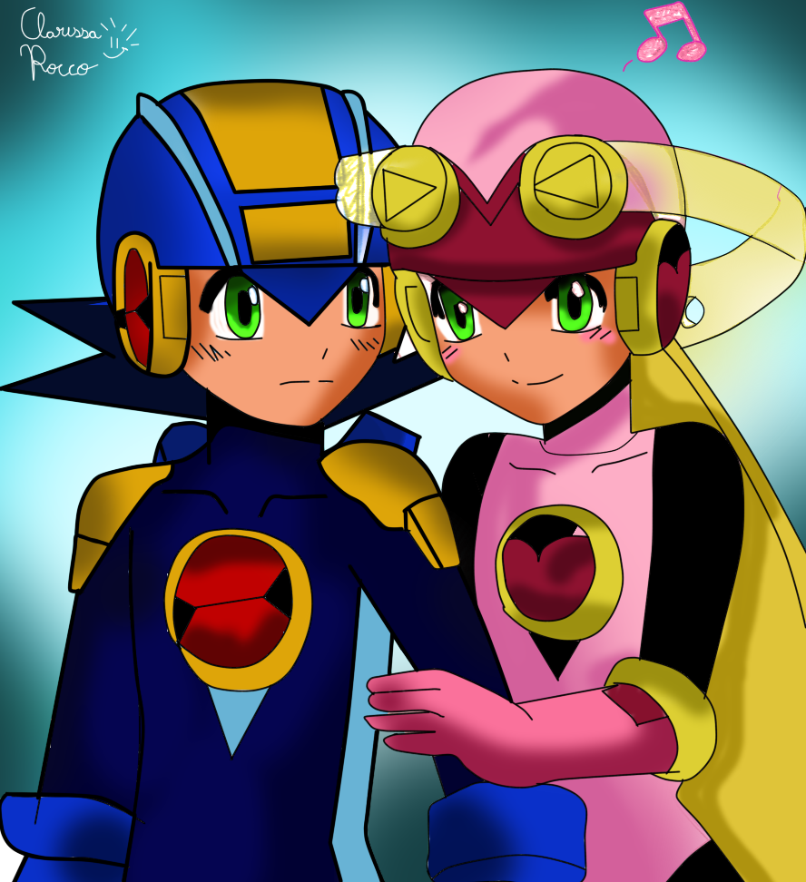 Megaman NT Warriors anime .- Rockman and Roll dressed like