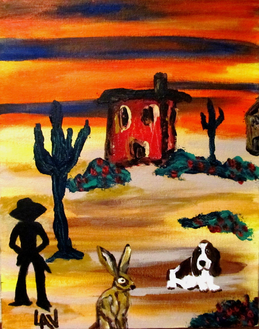 A Cowboy, Cactus and Rabbit