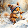 Squirrel On Snow