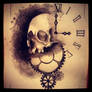 skull and clock