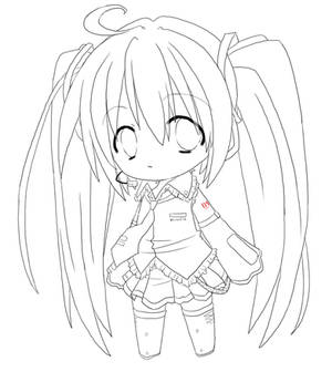 Chibi Miku - lineart