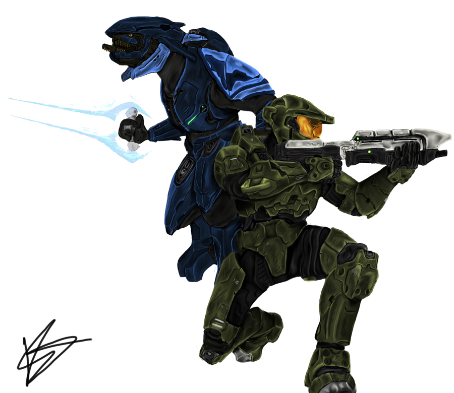 Master Chief and Elite by rcrosby93 on DeviantArt