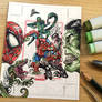Spider Hulk sketch card - work in progress