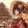 Oriental japan princess wearing an oriental dress 