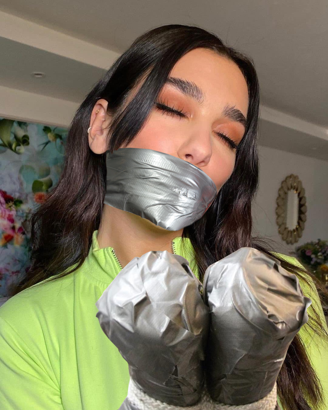 Dua Lipa wrap gagged, hands taped v. by TheFakerInTheRye on DeviantArt
