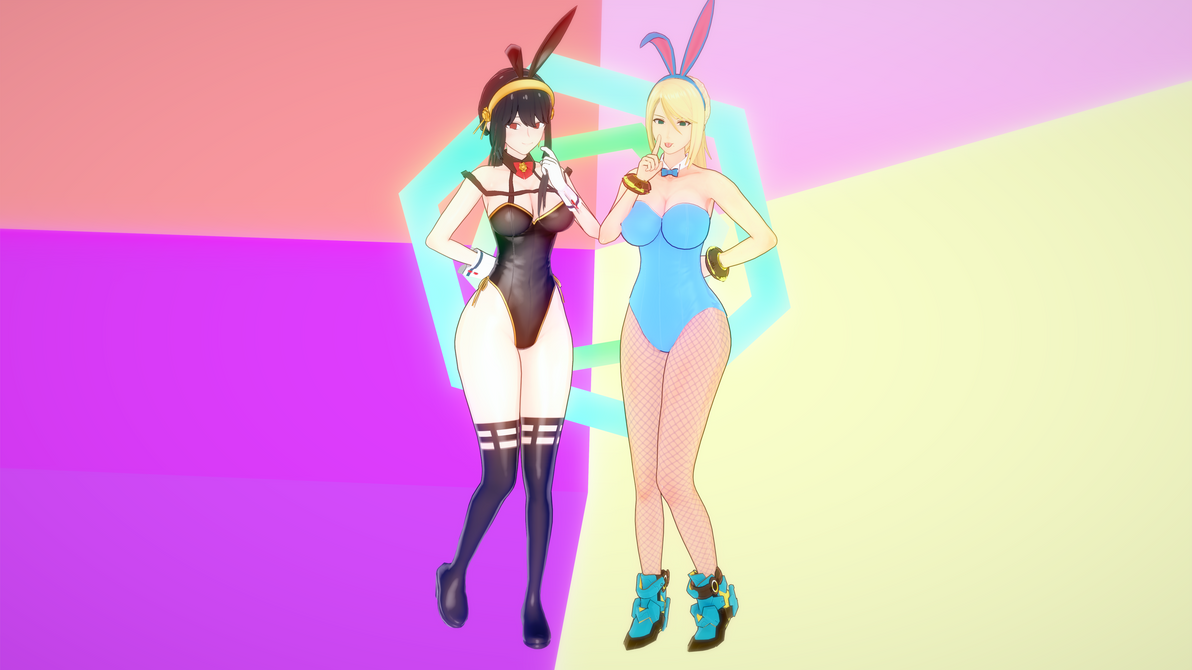 Yor and Samus become bunny girls 2 (fullbody)