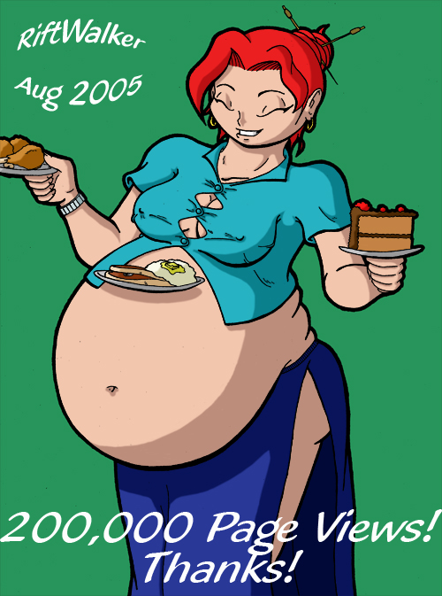 Big stuffed belly girl