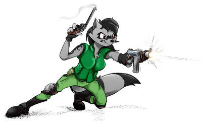 Fighting raccoon