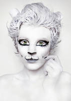 White Kitty Cat. Makeup. Body paint