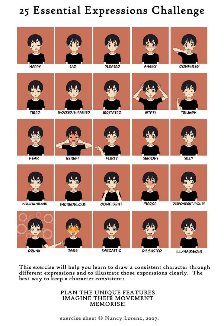 25 Essential Expressions Challenge by mryoshiyoshi on DeviantArt