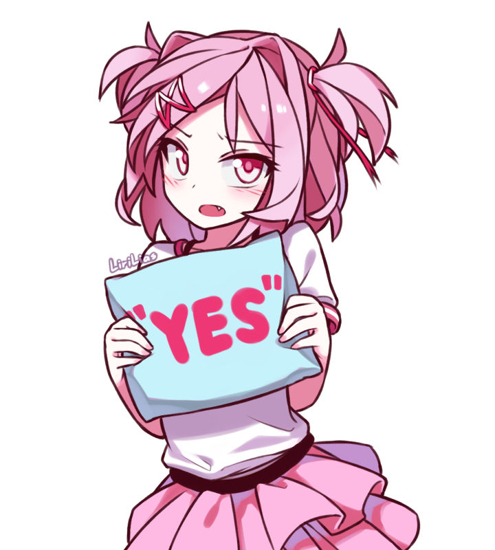 Natsuki Holding A YES Pillow By LiriLias On DeviantArt natsuki-holding-a-yes-pillow-by-lirilias-on-deviantart