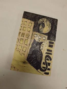 Cat Woodcut