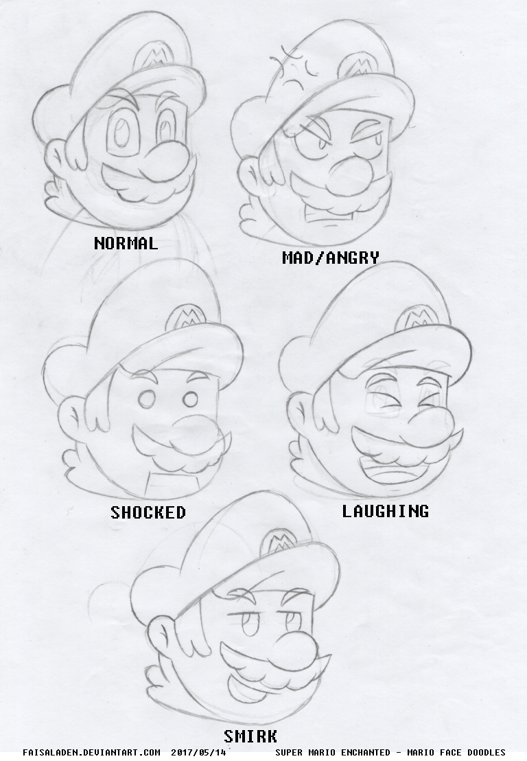 Super Mario Enchanted Sketch - Mario Face Doodles