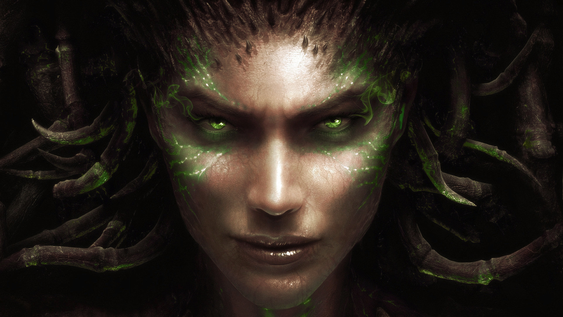 Face of the Swarm - purple/green